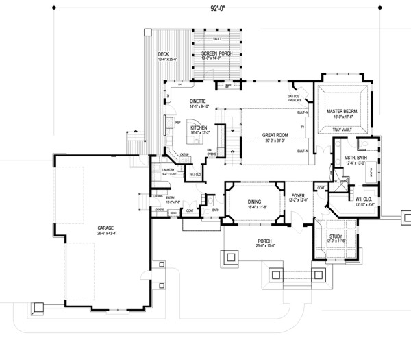 Main Level Floor Plan image of The Redwood House Plan